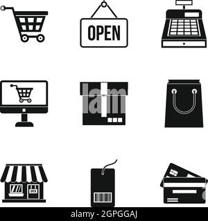 Shopping icons set, le style simple Illustration de Vecteur