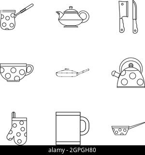Icons set de table style du contour, Illustration de Vecteur