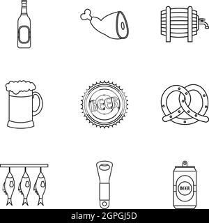 Beer icons set style du contour, Illustration de Vecteur