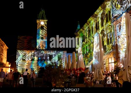 Croatie, Comté de Varazdin, Varazdin, Spancirfest, festival de rue qui a lieu chaque été depuis 1999, hôtel de ville Banque D'Images