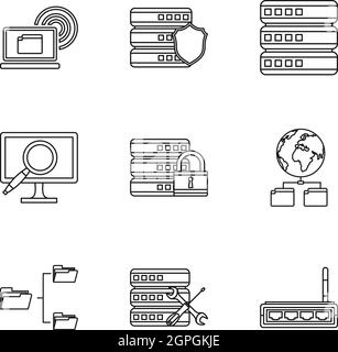 Computer icons set style du contour, Illustration de Vecteur