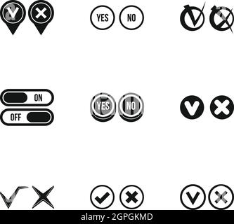 Croix et cochez icons set, le style simple Illustration de Vecteur