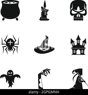 Halloween icons set, le style simple Illustration de Vecteur