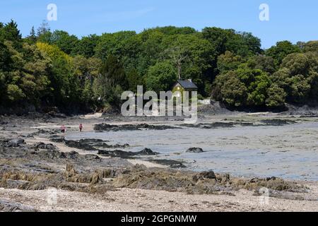 France, Ille et Vilaine, Côte d'Émeraude, Baie du Mont Saint Michel, classée au patrimoine mondial de l'UNESCO, Saint Méloir des ondes, Plage de Porcon Banque D'Images