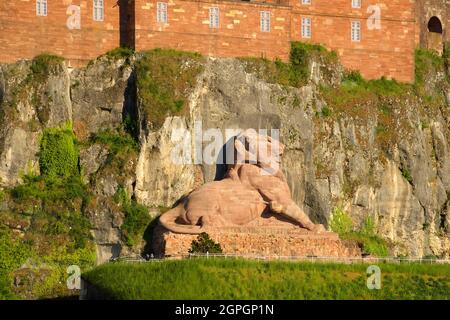 France, territoire de Belfort, Belfort, citadelle de Vauban, château et Lion du sculpteur Auguste Bartholdi Banque D'Images