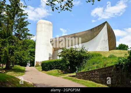 France, haute Saone, Ronchamp, oeuvre architecturale du Corbusier, classée au patrimoine mondial de l'UNESCO, Chapelle notre Dame du Haut par l'architecte le Corbusier Banque D'Images