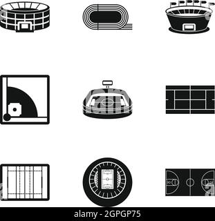 Match au Stadium, le style simple icons set Illustration de Vecteur