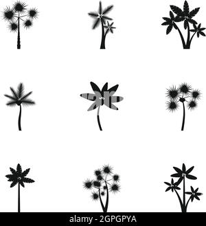 Types de jeu d'icônes palm, le style simple Illustration de Vecteur