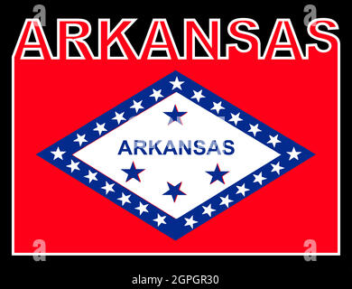 Drapeau texte état Arkansas Illustration de Vecteur