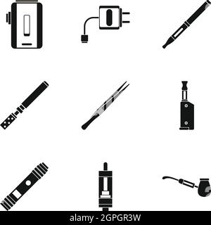 Cigarette icons set, le style simple Illustration de Vecteur