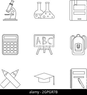 L'éducation icons set style du contour, Illustration de Vecteur