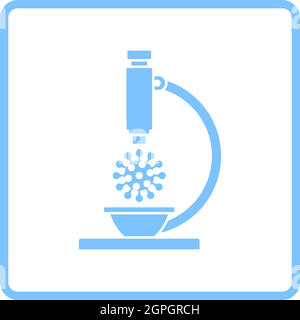 Recherche du coronavirus par icône de microscope Illustration de Vecteur