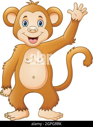Illustration vectorielle d'un joli dessin animé de chimpanzé Illustration de Vecteur