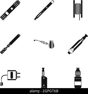 Icons set du tabac, le style simple Illustration de Vecteur