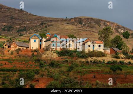 Madagascar, Hautes-terres centrales, ancienne province d'Antananarivo, région de Vakinancaratra, entre Betafo et Antsirabe, rizières dans le pays du groupe ethnique Betsileo Banque D'Images