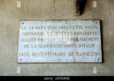 France, Var, Toulon, porte d'Italie du XVIIe au XVIIIe siècle, plaque, 1796 passage de Napoléon Bonaparte pour la campagne italienne Banque D'Images