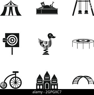 Jeux d'enfants icons set, le style simple Illustration de Vecteur