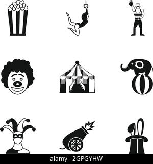 Chapiteau de cirque, le style simple icons set Illustration de Vecteur