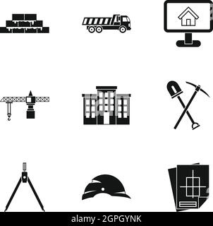 Icons set de construction, le style simple Illustration de Vecteur