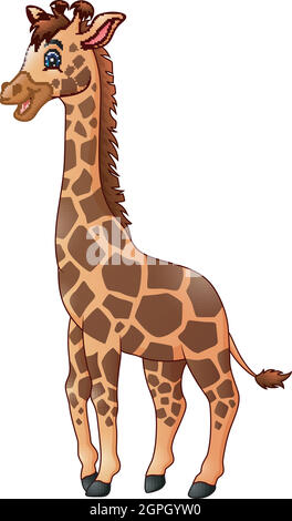 Illustration vectorielle d'un dessin animé girafe mignon Illustration de Vecteur