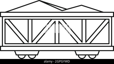 Train wagon de fret, l'icône de style contour Illustration de Vecteur