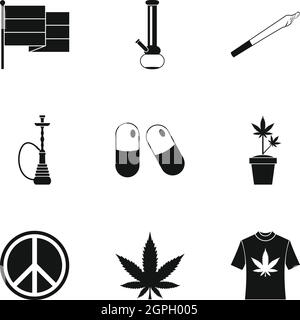 La marijuana, le style simple icons set Illustration de Vecteur