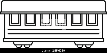 Voiture de train de voyageurs, l'icône de style contour Illustration de Vecteur