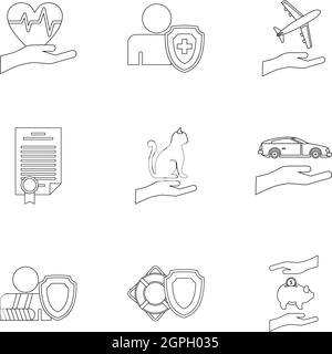 Kit de protection, style contour Illustration de Vecteur