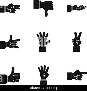 Geste icons set, le style simple Illustration de Vecteur