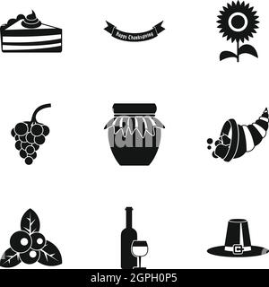 Gratitude celebration icons set, le style simple Illustration de Vecteur