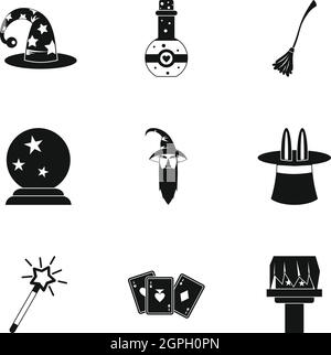 Icons set magique, le style simple Illustration de Vecteur