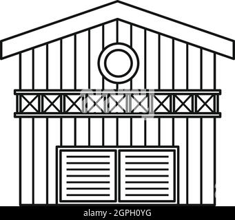 Grange pour les animaux, l'icône de style contour Illustration de Vecteur