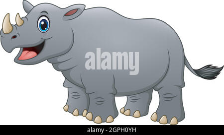 Illustration vectorielle d'un joli dessin animé rhinocéros Illustration de Vecteur