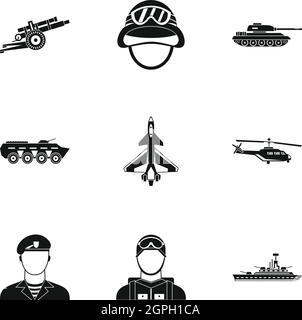 La guerre, le style simple icons set Illustration de Vecteur