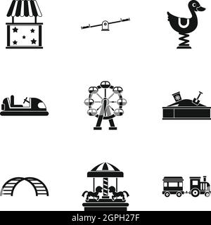 Rides icons set, le style simple Illustration de Vecteur