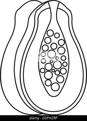 Papaye, icône de style contour Illustration de Vecteur