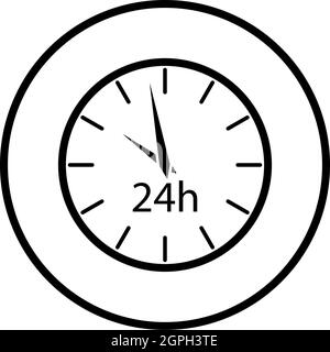 Icône 24 heures horloge Illustration de Vecteur