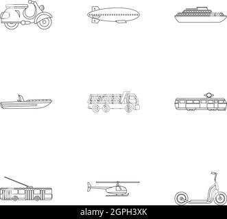 Circulation icons set style du contour, Illustration de Vecteur