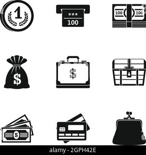 Paiement icons set, le style simple Illustration de Vecteur