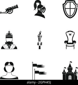 Icons set armure militaire, le style simple Illustration de Vecteur