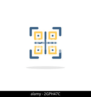 Code QR. Technologie de paiement Web et d'achat. Icône avec ombre. Illustration du vecteur de glyphe de commerce Illustration de Vecteur