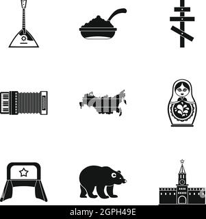 La Russie, le style simple icons set Illustration de Vecteur