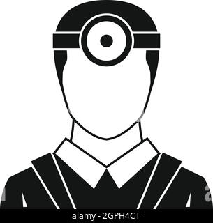 Ophtalmologiste avec tête miroir style simple icône Illustration de Vecteur