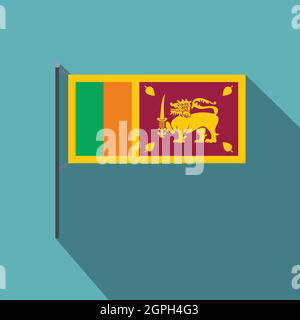 L'icône du drapeau Sri Lanka, style plat Illustration de Vecteur