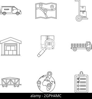 Voyage icons set style du contour, Illustration de Vecteur