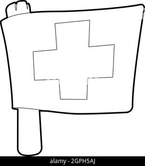 L'icône du drapeau suisse, style contour Illustration de Vecteur