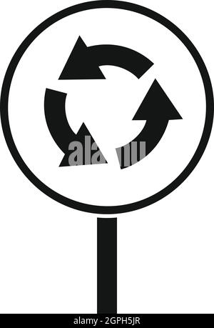 Mouvement circulaire road sign, icône de style simple Illustration de Vecteur