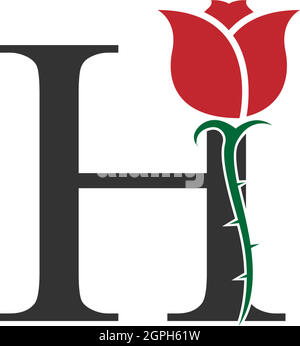 Icône en forme de lettre H avec motif rose Illustration de Vecteur