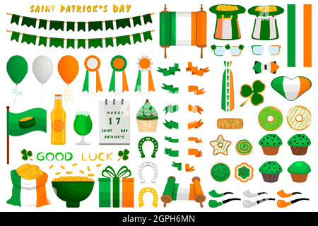 Illustration de vacances irlandaises le jour de St Patrick, pièces d'or en pot Illustration de Vecteur