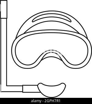 Plongée masque et tuba, l'icône de style contour Illustration de Vecteur